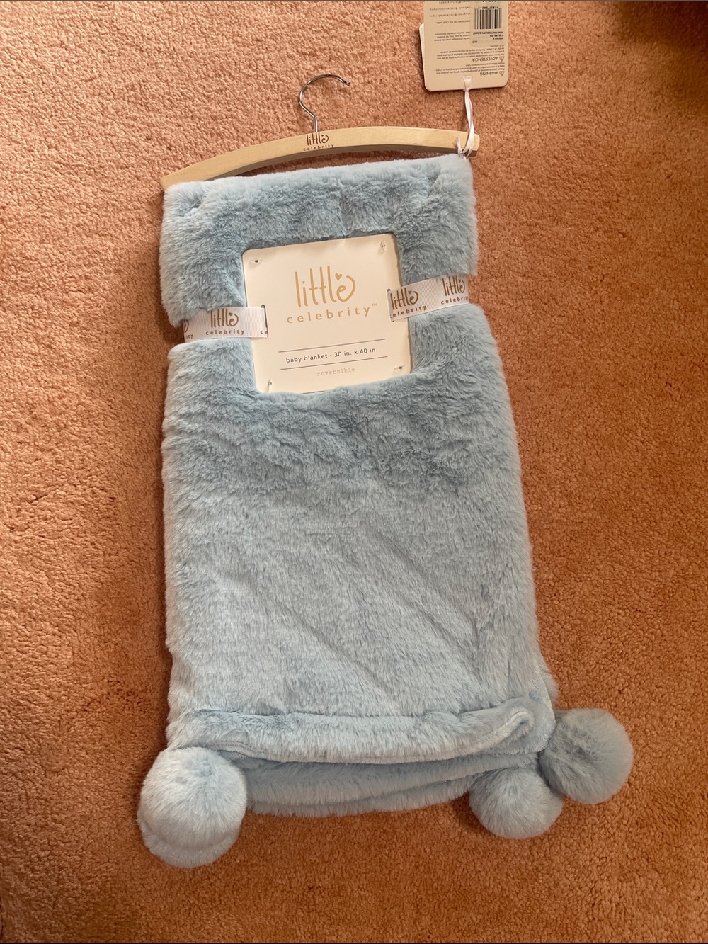 Little celebrity Plush Baby Blanket - Light Blue new no offer please